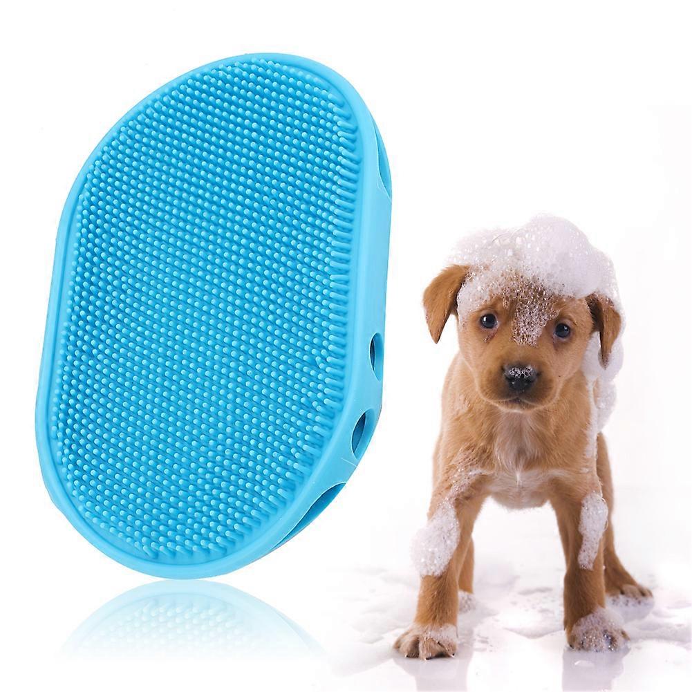 Pet Dog Rubber Massage Brush with Round Tooth Needles for Gentle Grooming and Deep Cleaning, Size Medium