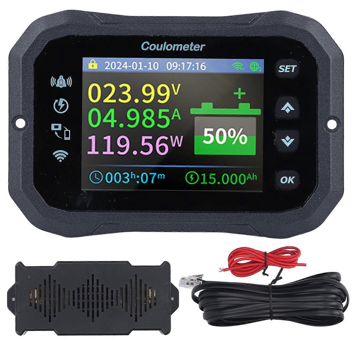 Battery Monitor WIFI Remote Control 10-100V 400A Battery Capacity Voltage Monitor Gauge for RV