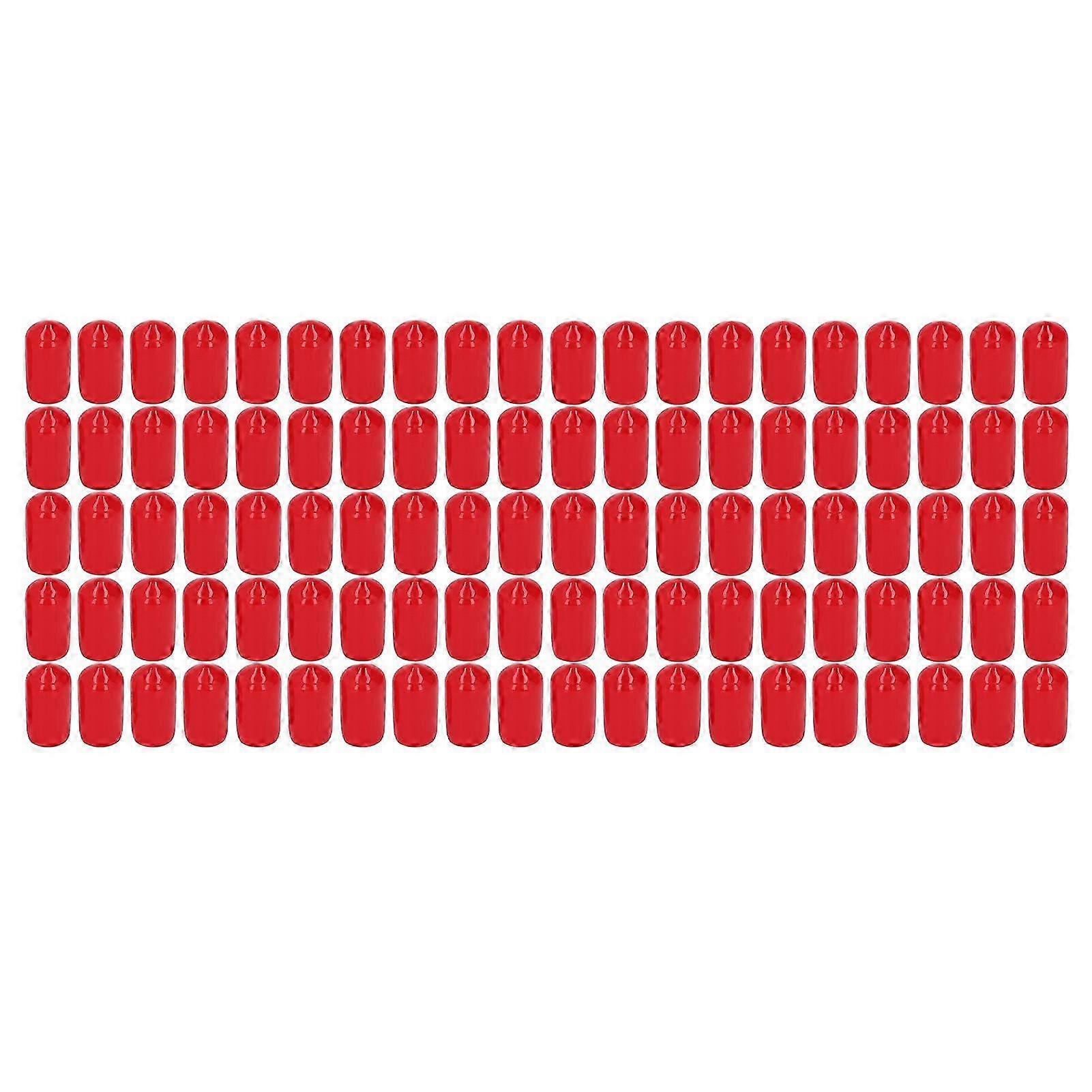 100Pcs End Cap Cover PVC Round Flexible Flame Retardant Screw Thread Protector Red 10mm