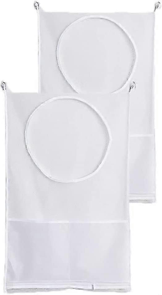 2 Pack Door Hanging Laundry Hamper Bag (White)