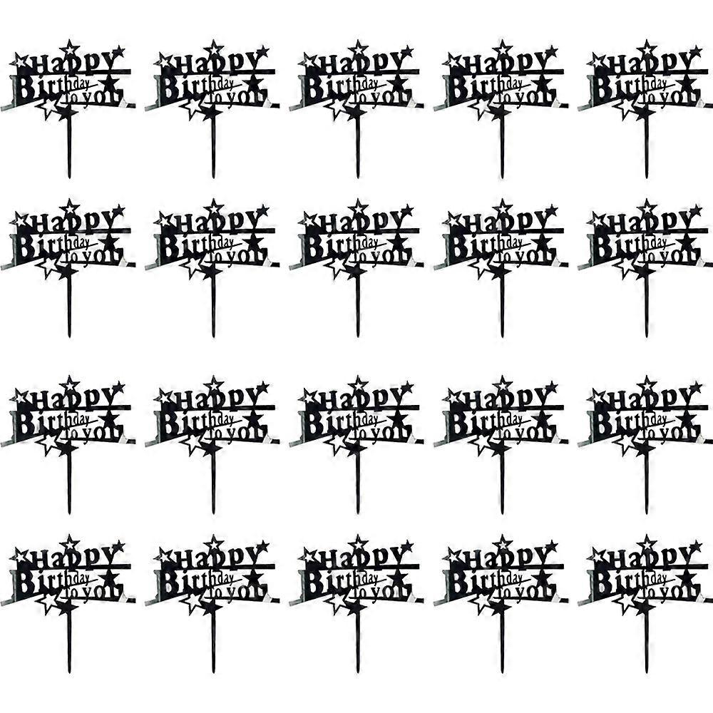 20pcs black Birthday Cake Topper Birthday Decorations