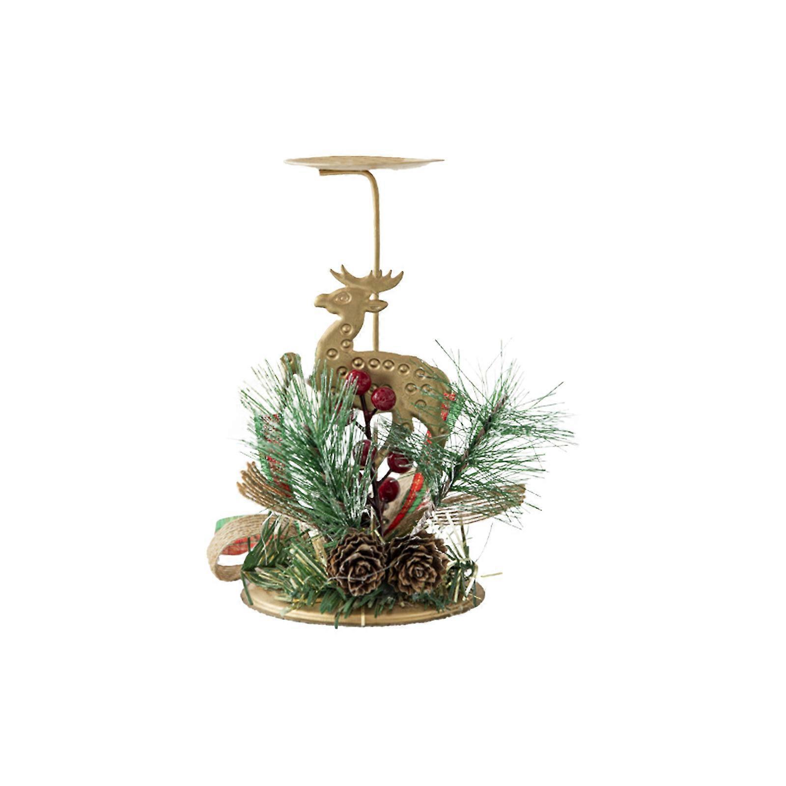 Fawn Candlestick Gold Iron Ornament Tree Candle Tray Creativity