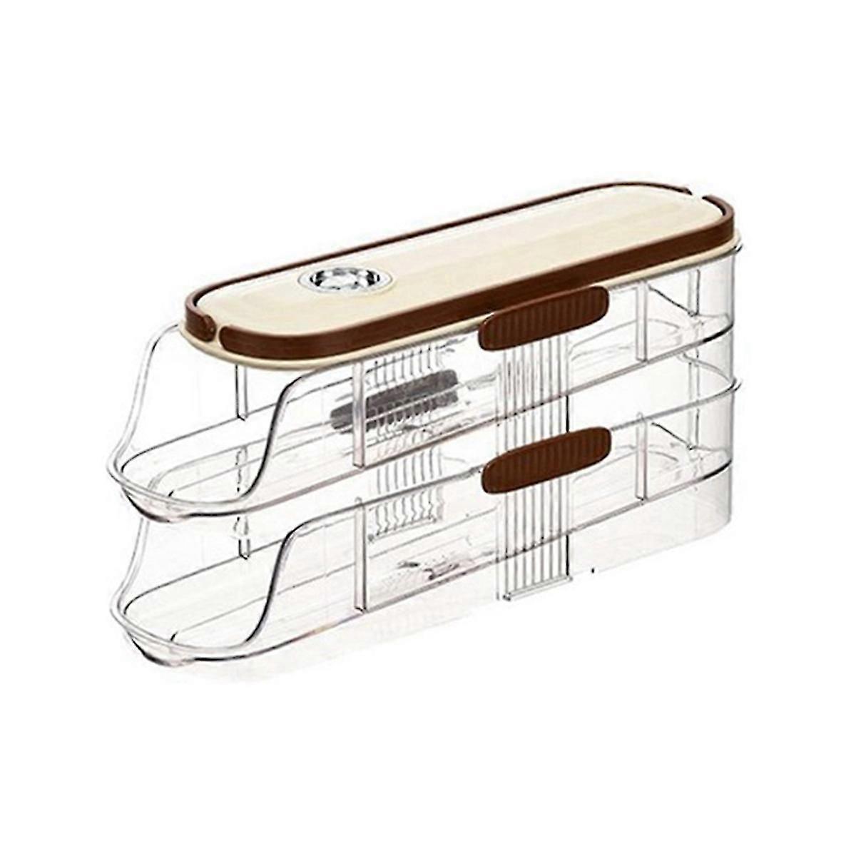 Transparent Rolling Egg Holder for Kitchen Refrigerator Side Door Stackable Fridge Organizer - 10cm