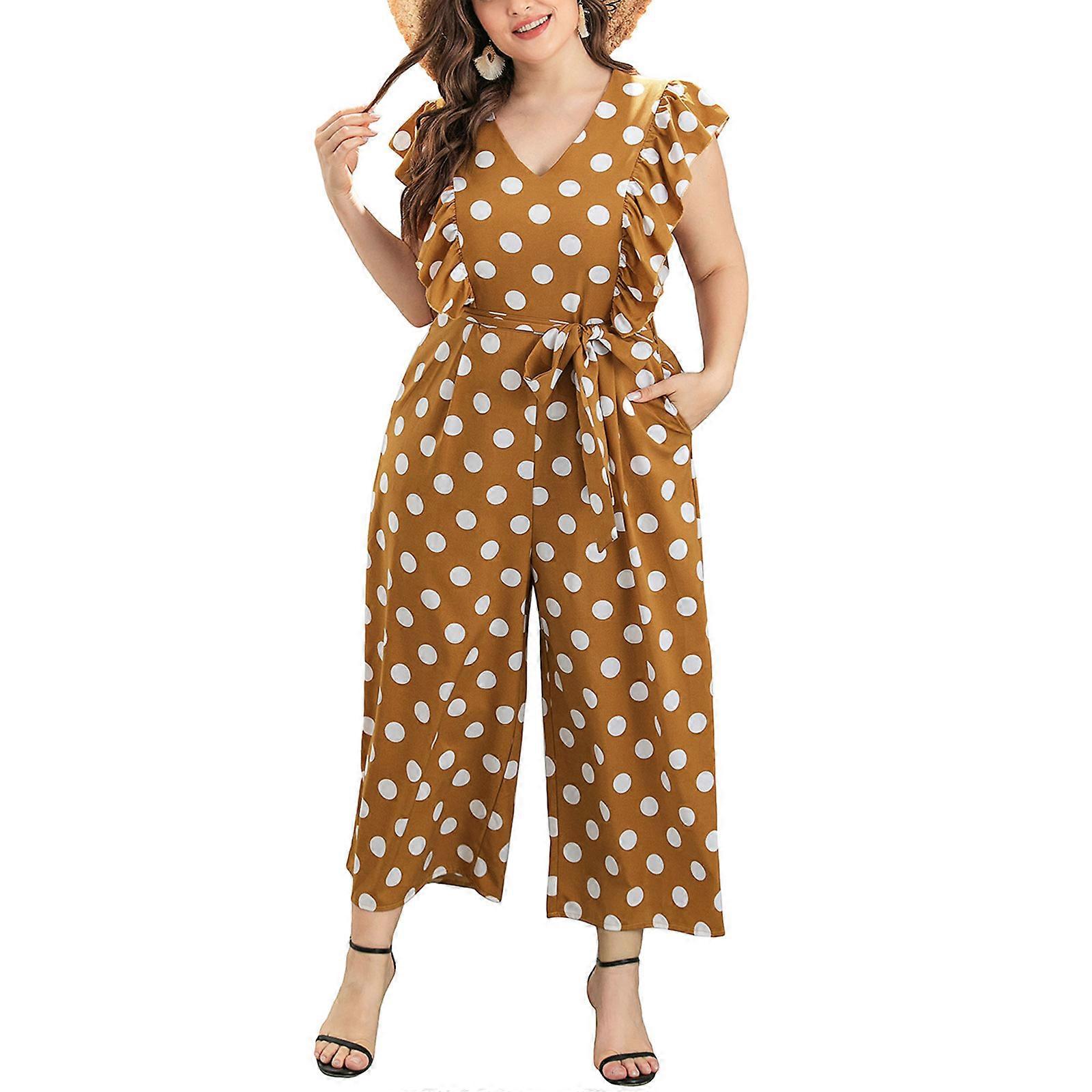 Femmes Bretelle Sans Manches Été Casual V Col Haut Taille Large Jambe Long Pantalon Combinaisons Combishorts Combishort Combishort Jaune XL