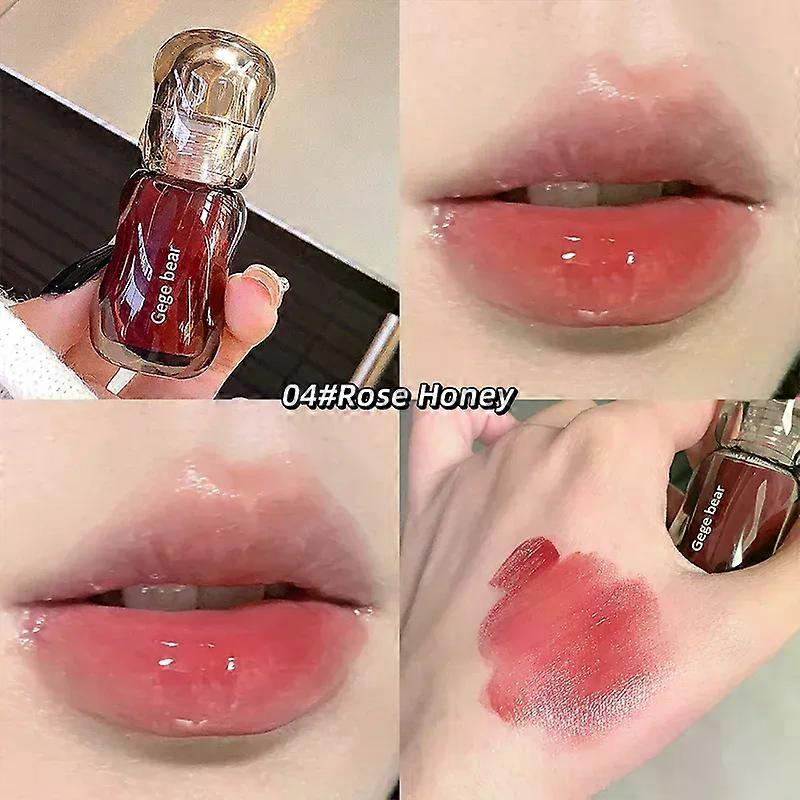 Shibingsheng Gege Bear Crystal Gloss Lip Tint Autumn/Winter Hydrating Formula, Mirror-Gloss Finish, Youthful Plumping Effect
