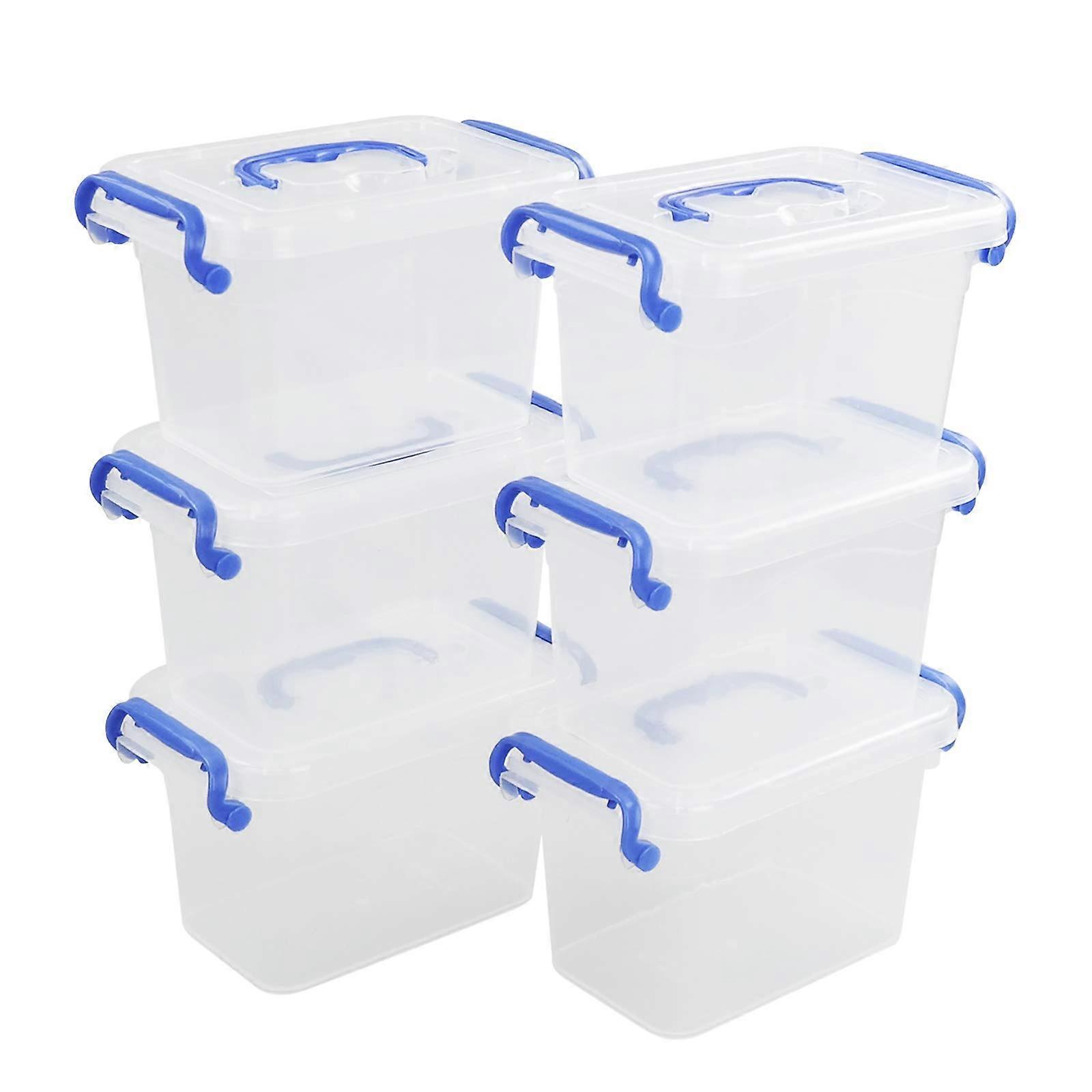 6 Pack Mini Plastic Clear Storage Box Storage Bin 1.5 L