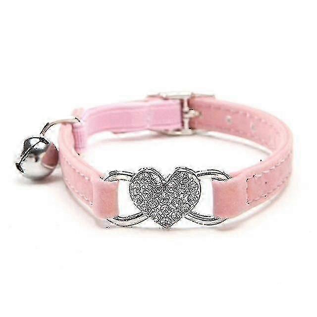 Heart Charm And Bell Cat Collar Safety Elastic Adjustable With Soft Velvet Material Pet Product Small Dog Collar