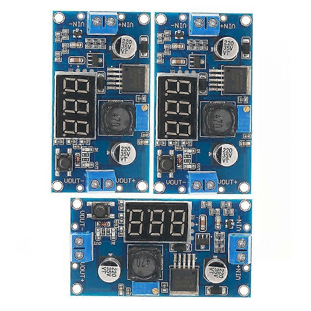 3Pcs LM2596 DC- Adjustable Step-Down Converter Voltage Regulator LED Display Voltmeter 4.0-40V to 1