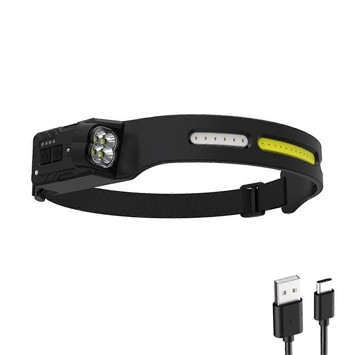 Headlamp Rechargeable Weatherproof Headband Work Light Headlight 4Led