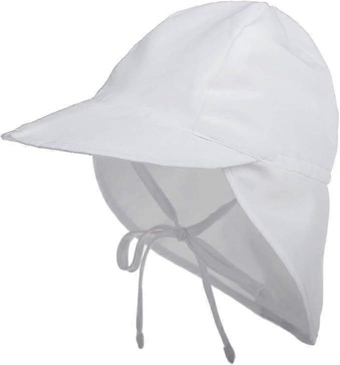Sun Hat for Baby Boys or Girls Summer Beach Cap Kids Soft Adjustable Flap Cap for KidsWhite