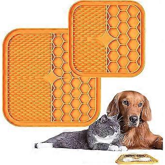 Dog Lick Pad,2 Pcs Dog Licking Mat Slow Feeder For Snacks Peanut Butter