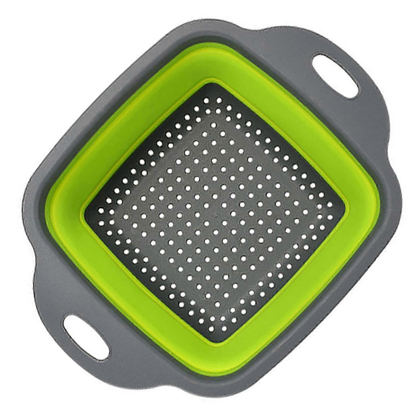 Collapsible Drain Basket with Handle Food Grade BPA Free Large Capacity Square Silicone Folding Colander Vegetables Fruits Strainer