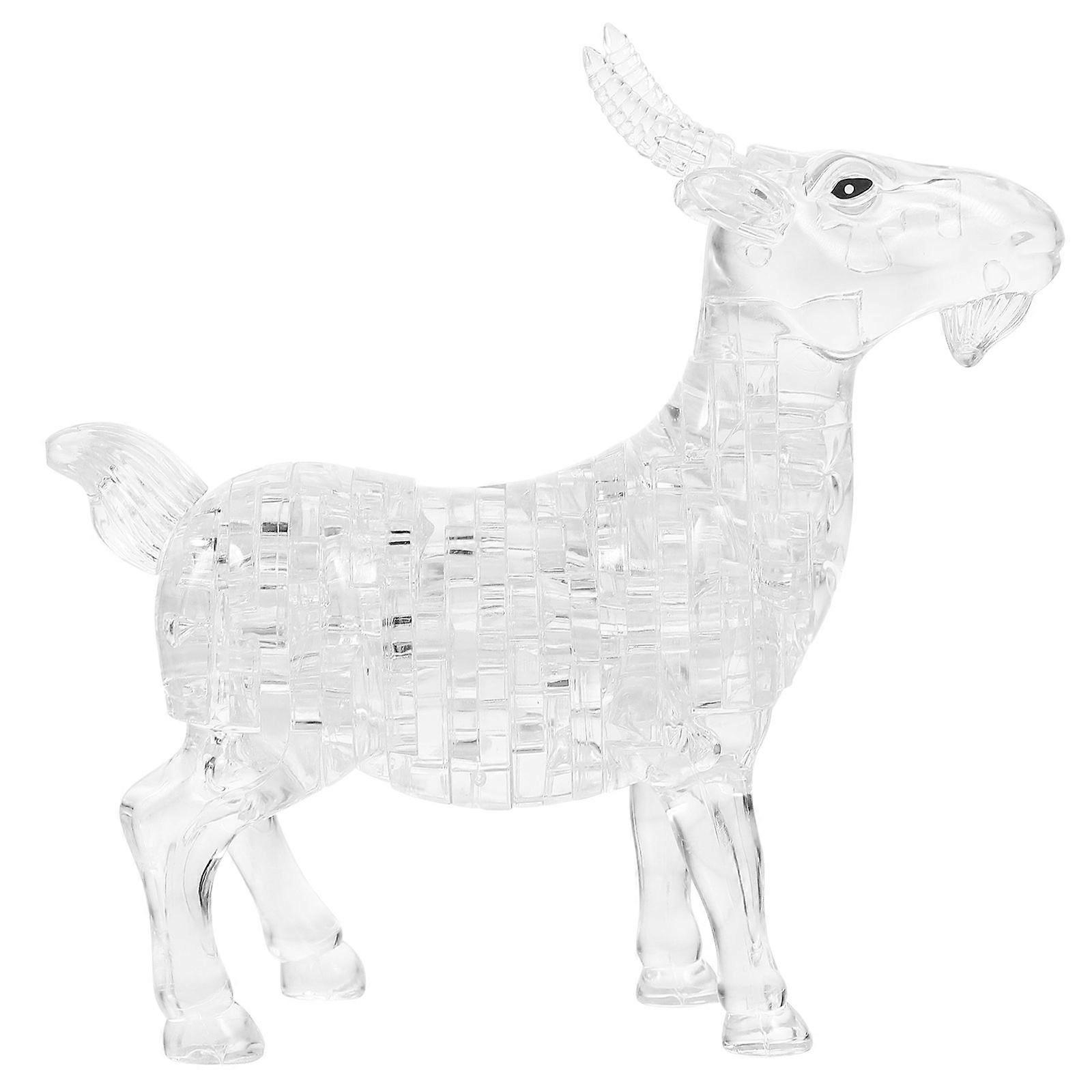 1Pc Fashion and Creative 3D Crystal Jigsaw Puzzle With Self - Installed Animal Goat (White)