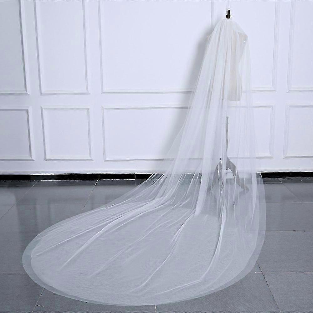3M Long Cathedral Ivory Wedding Veil with Comb