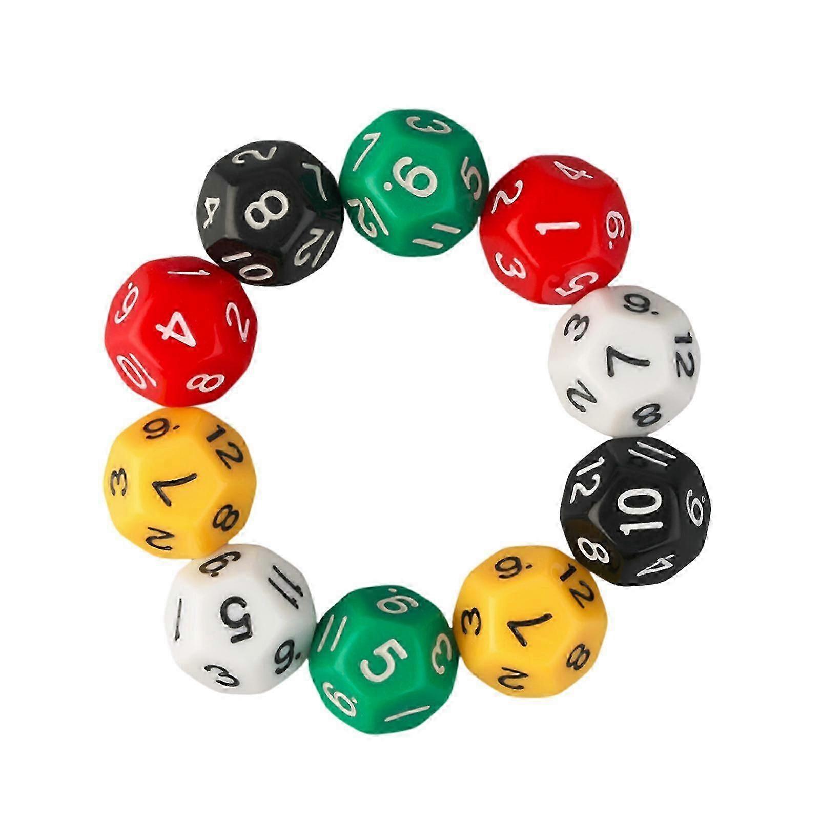 10 Pieces 12 Sided Dice 20mm Acrylic Dice for Party Game Role Playing Game