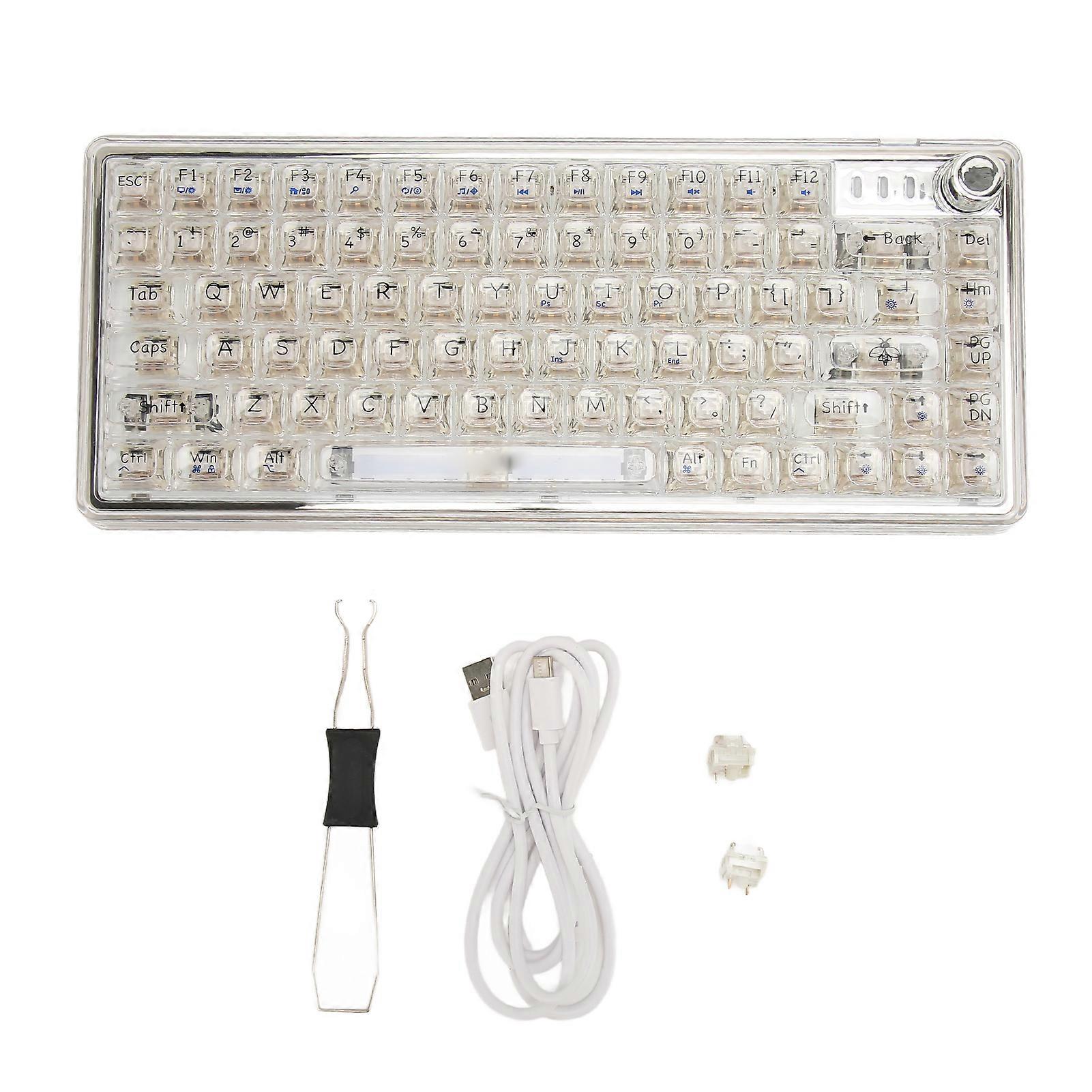 Hot Swappable Mechanical Gaming Programmable Wired Connection RGB Transparent Keyboard with Knob for PC