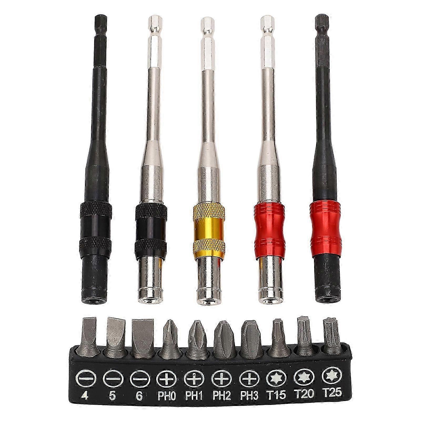 Pivoting Bit Tip Holder Magnetic 1/4 Inch Hex Shank Drill Bit Extender Quick Release Self Locking Rod 145mm