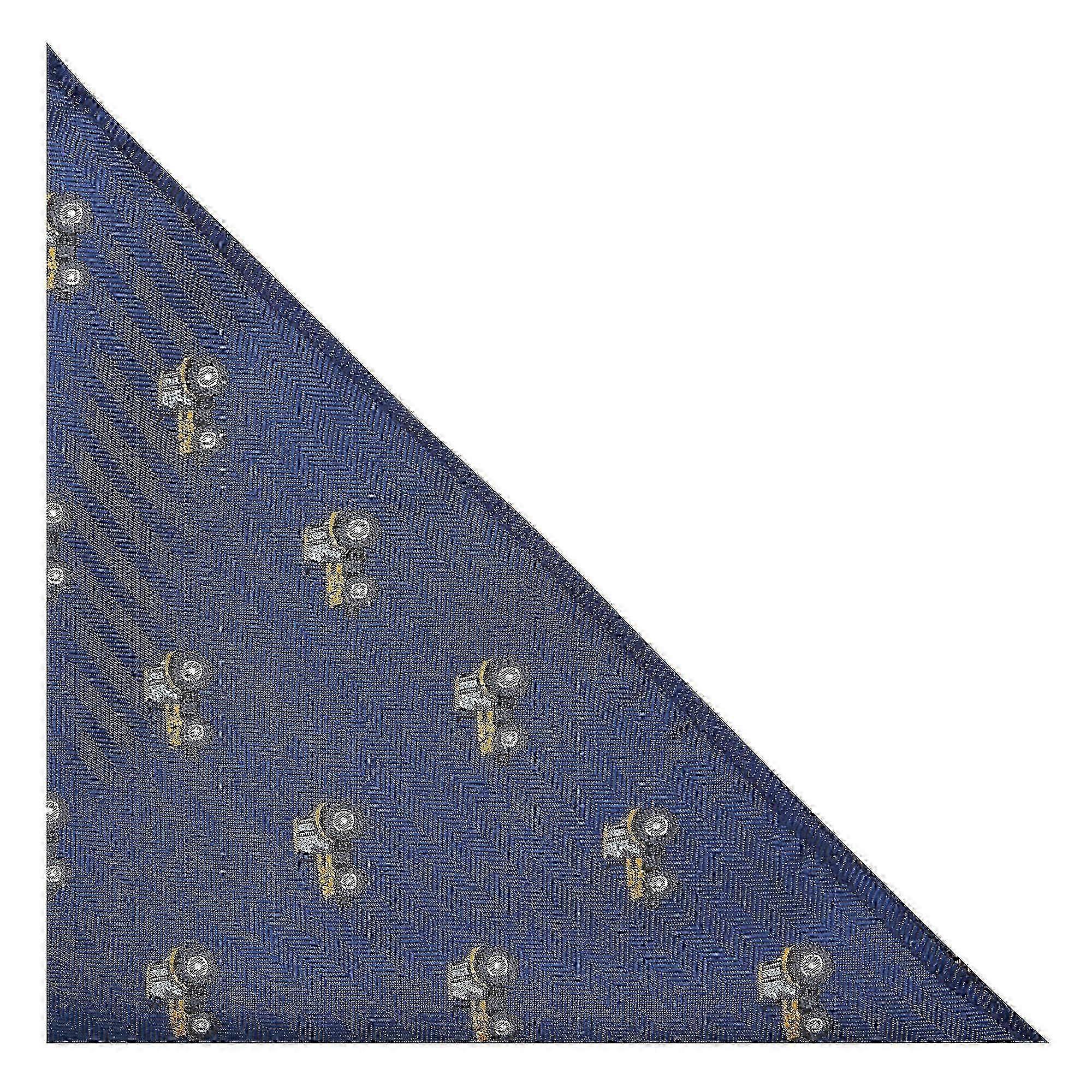 JiaWei Navy Blue Herringbone Tractor Pocket Square Kaw
