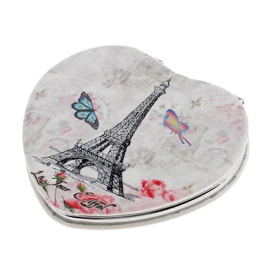 Mini Folding Double Makeup Cosmetic Compact Pocket Random Heart