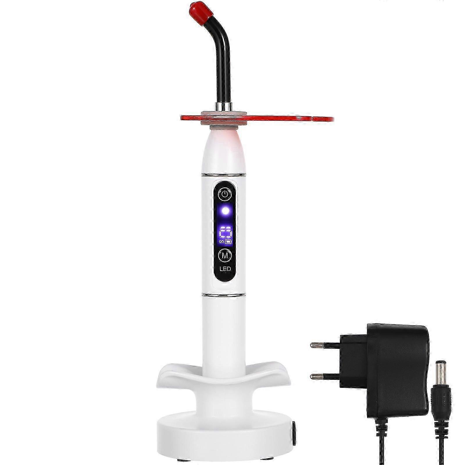 Wireless Cordless Rechargeable Dental Solidification Orthodontics Built-in Led Curing Light Machine Cure Lamp With Eu Adapter (white)
