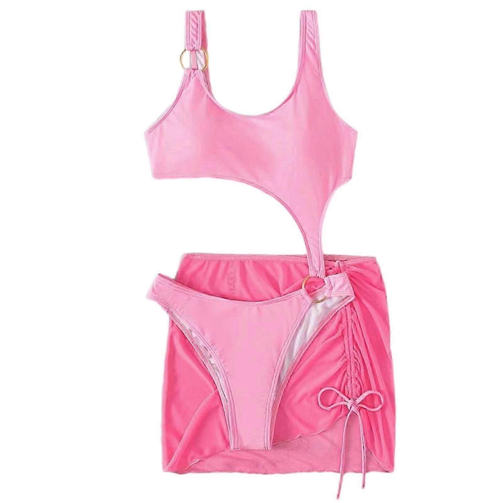 Femmes Bikinis Set Laçage Couleur unie Maillots de bain String Maillots de bain Sexy Petite poitrine Froncé Maillot de bain Wrap Maillots de bain blanc cassé M