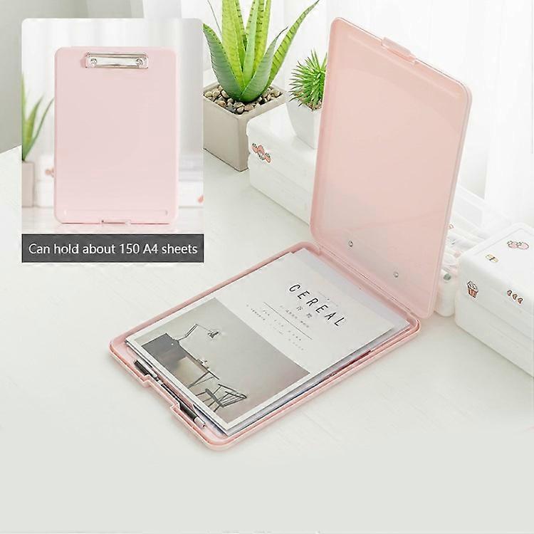 TKdaddy Storage Boxes A4 File Box Organizer Case Office Document Storage Box Stackable Desk Storage Box Holder Pink