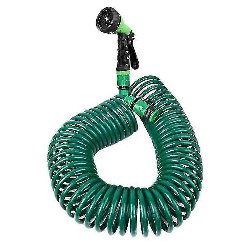 Garden Watering Hose with 8 Different Nozzles for Irrigation and Car Cleaning, Durable Plastic Spring Pipe Suitable for Various Brands