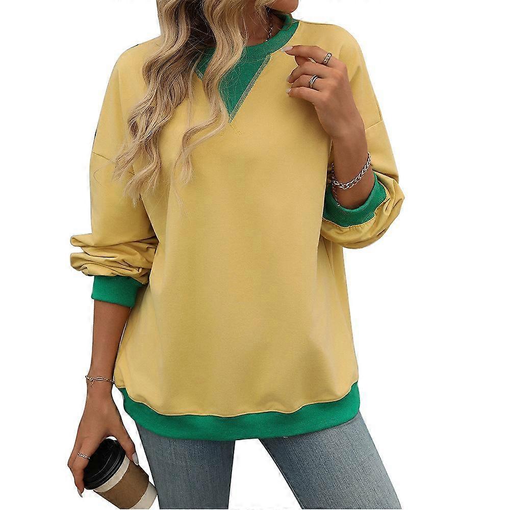 Autumn and Winter Women's Solid Colour Round Neck Fork Loose Sweatshirt