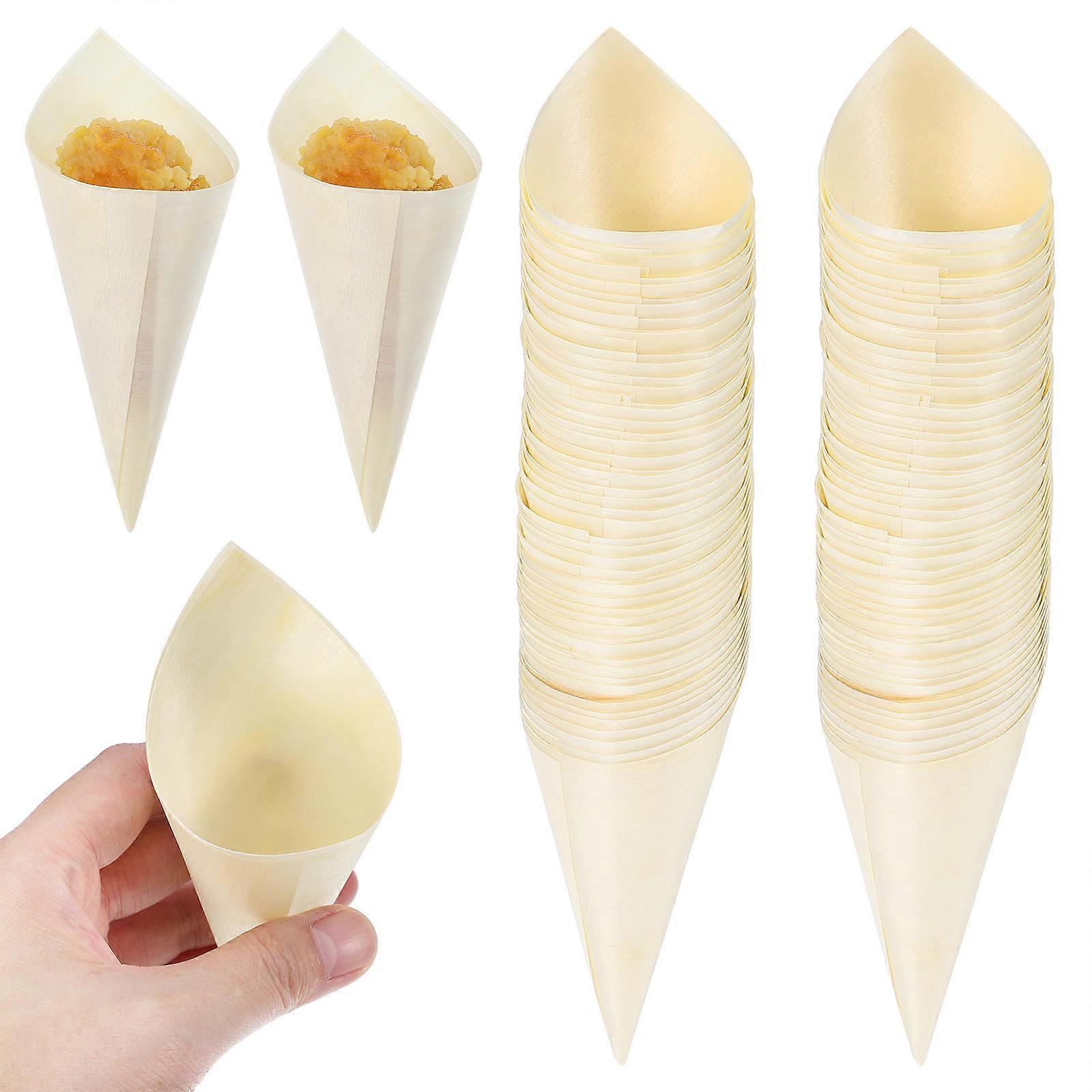 Practical Disposable Wooden Cones for Ice Cream and Candies Display