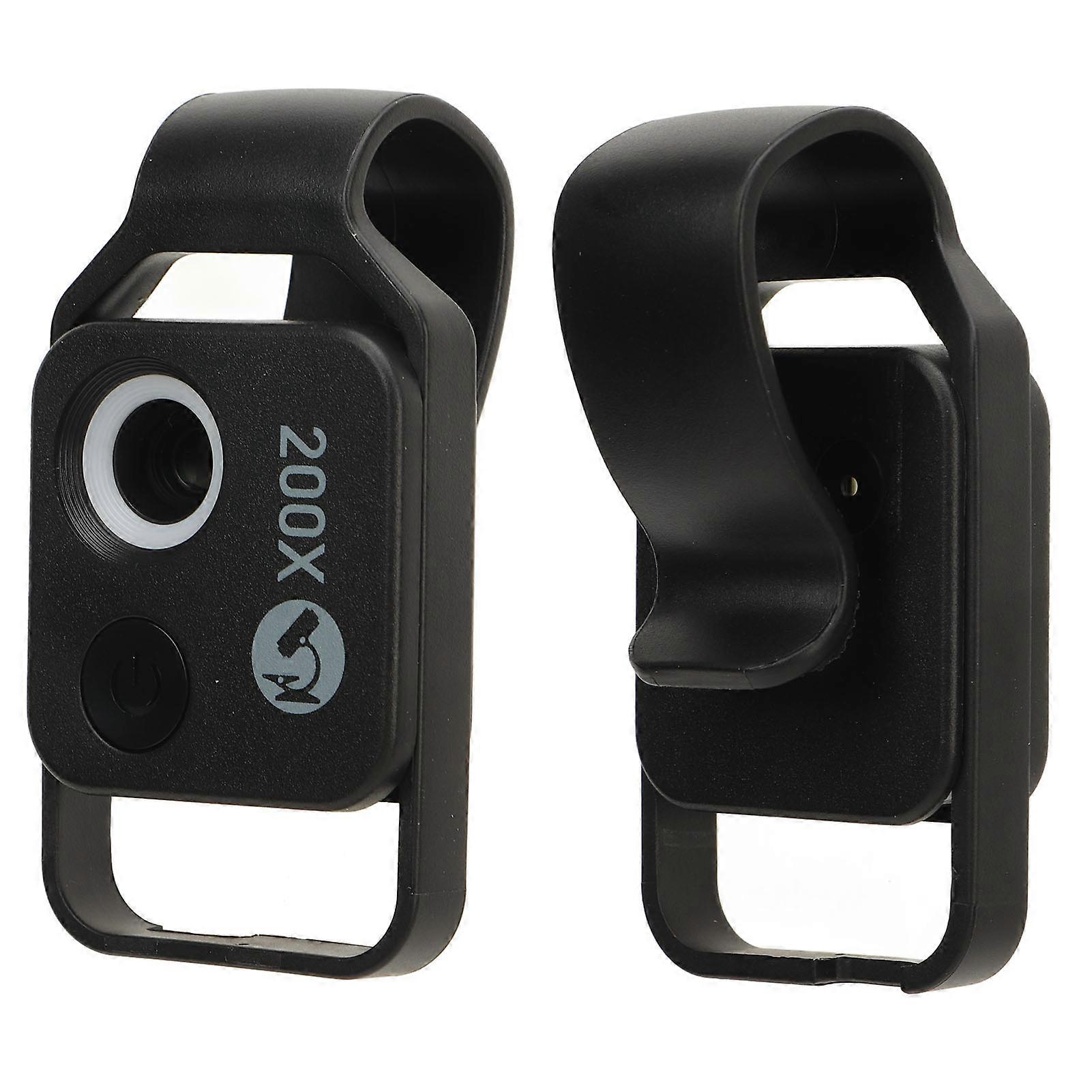 200X HD Pocket Microscope with CPL Lens Cell Phone Clip Microscope for Teaching Experiment Built in Battery 