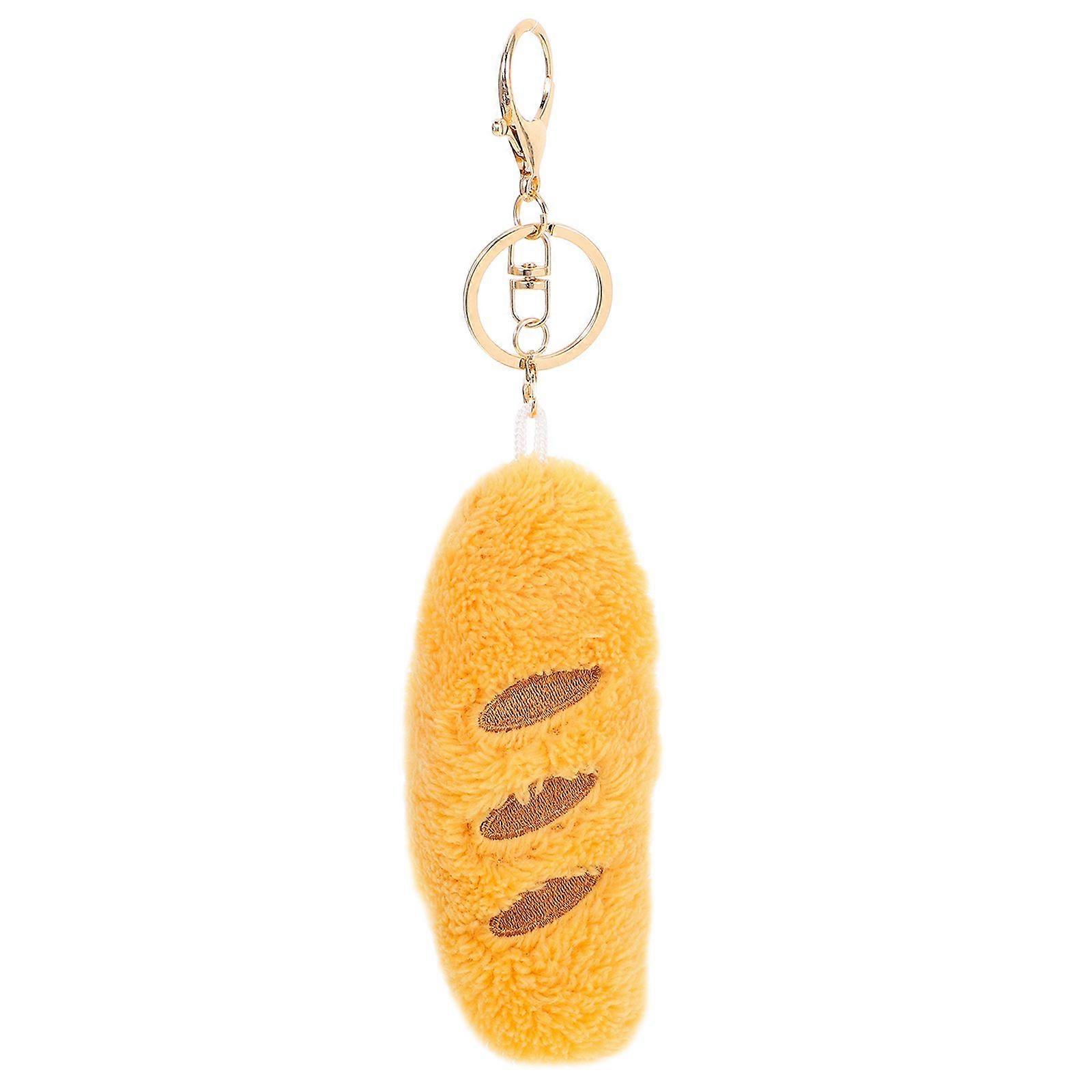 Cute Plush Bread Keychain for Backpack Decoration Fuzzy Artificial Food Pendant Keychain  Soft and Funny Keychain Handbag Decor