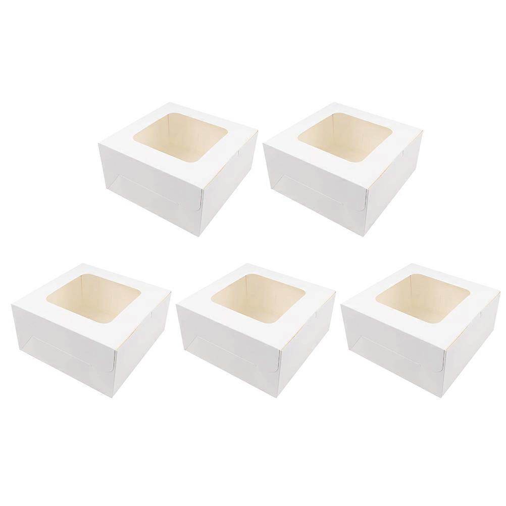 Bakery Box With Window Paper Pastry Boxes For Small Cakes And Biscuits 9.98X9.98X4.99Inch 5Pcs