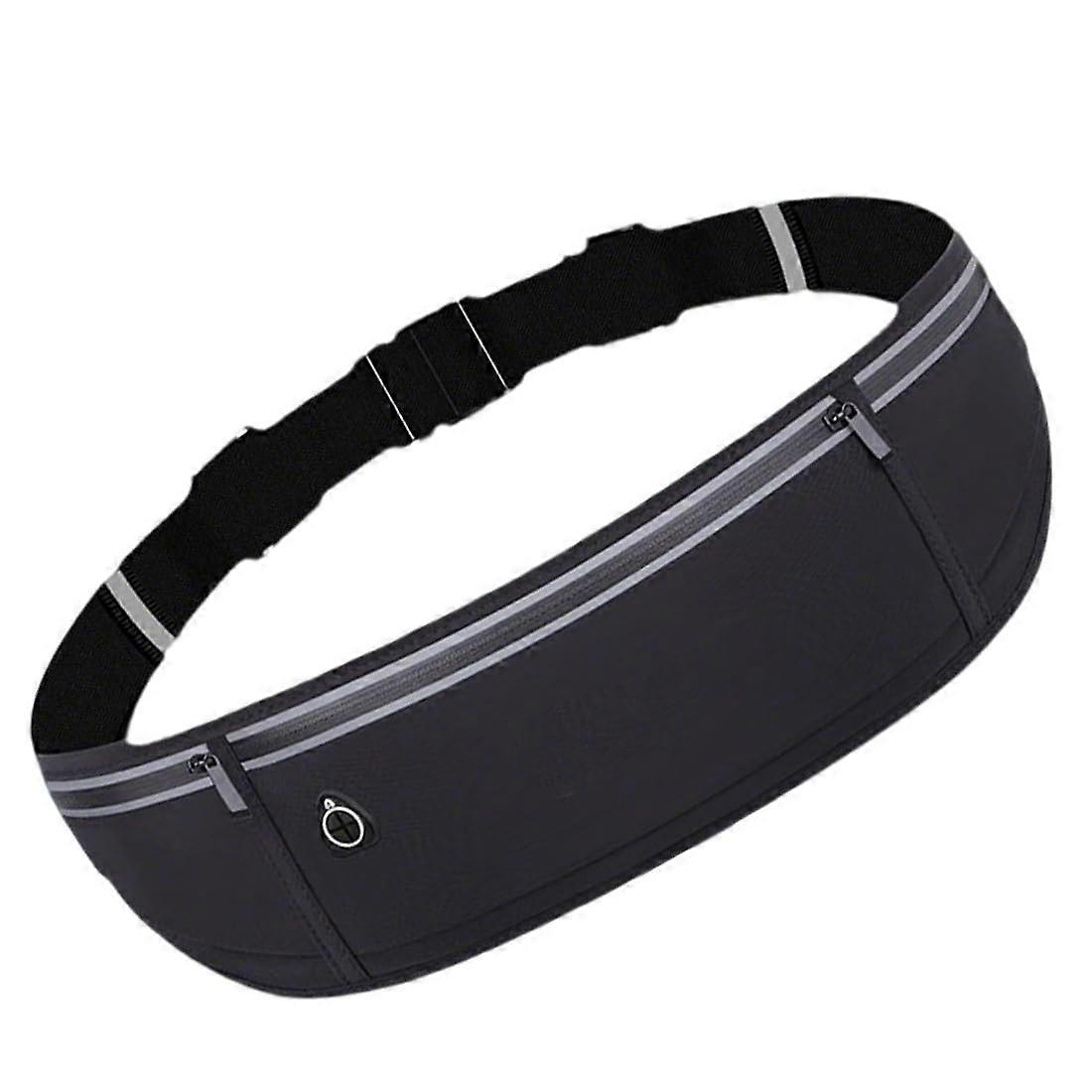 Running belt for phone, running bag, Runner's hip bag with 3 pockets (Black)