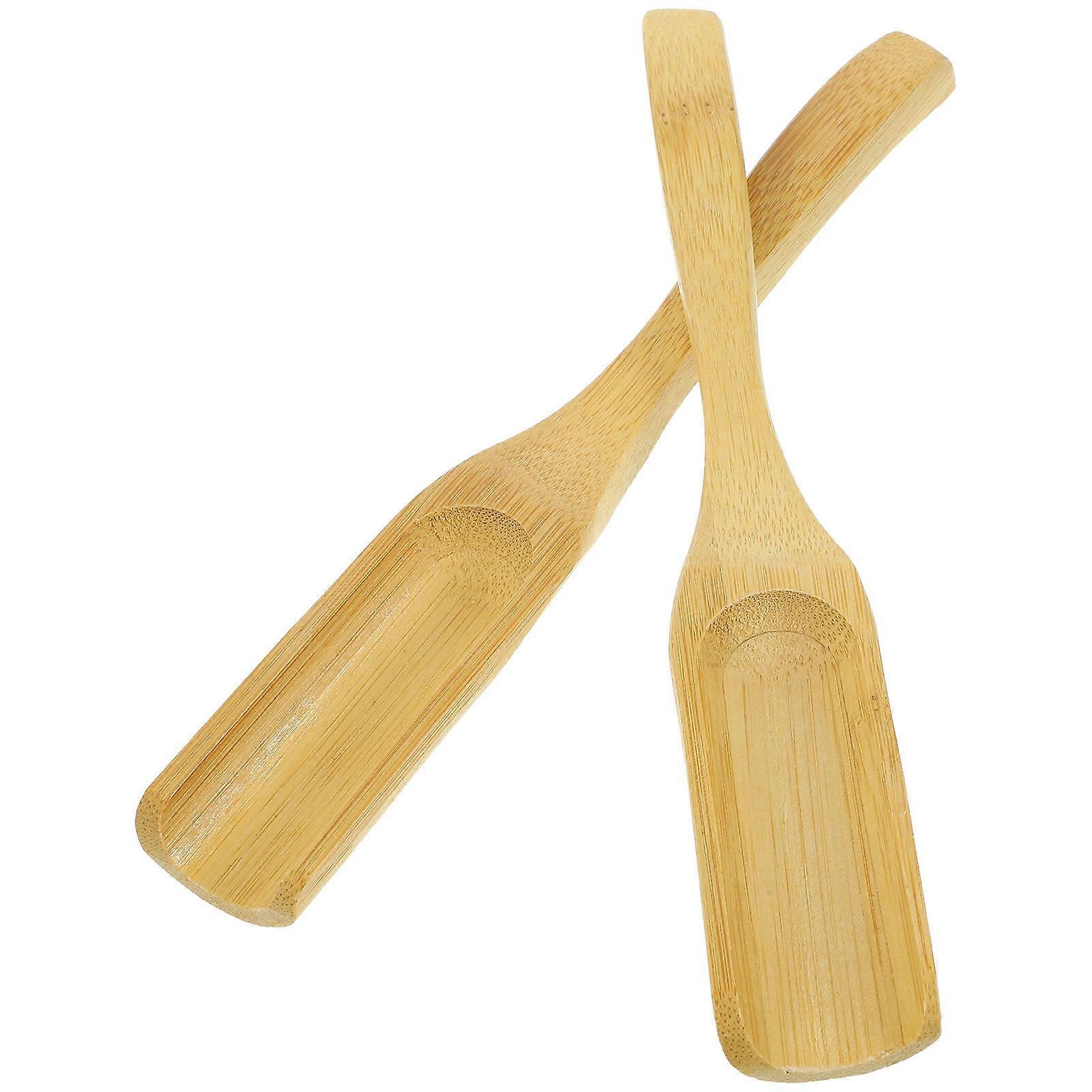 Loose Tea Scoops Bamboo Ergonomic Handle Tea Brewing Utensils Office Use 2Pcs