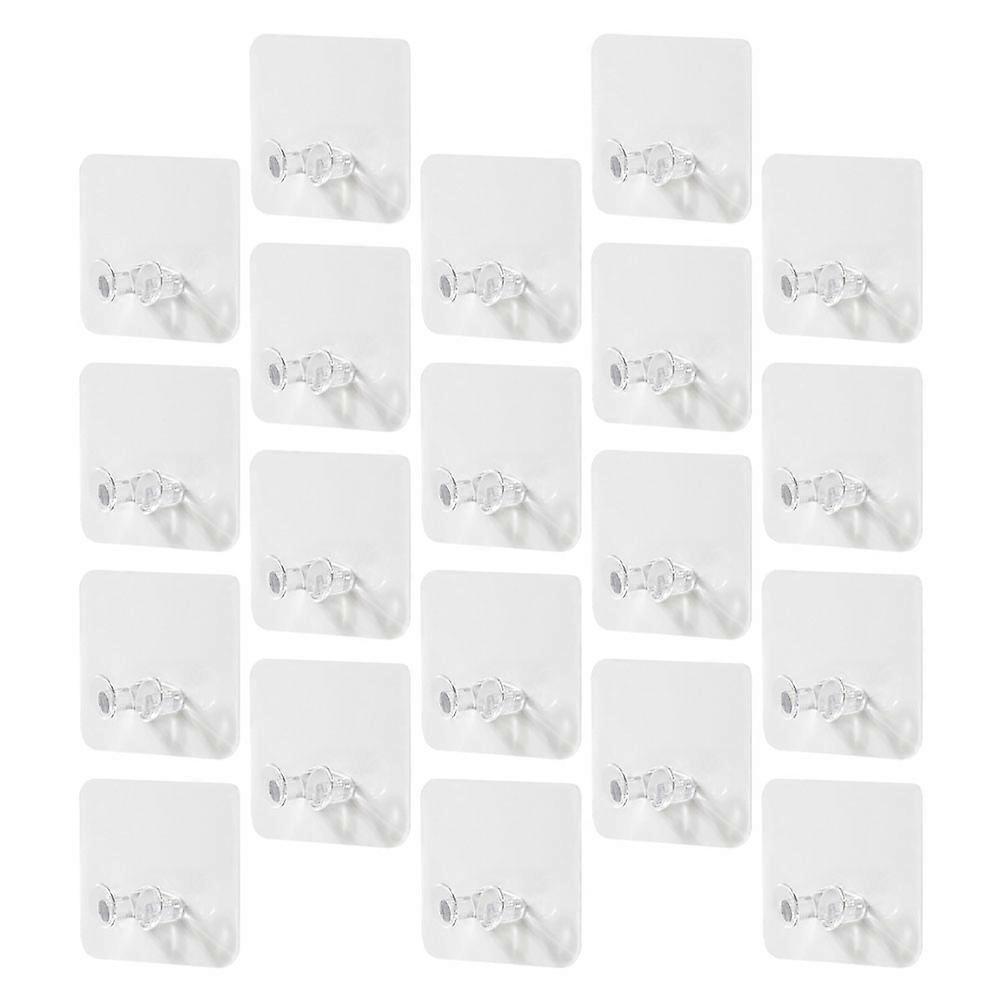 20pcs Transparent Adhesive Plug Hooks, Multifunctional Plastic Wall Mount Hangers for Cable Organizer and Appliance Storage