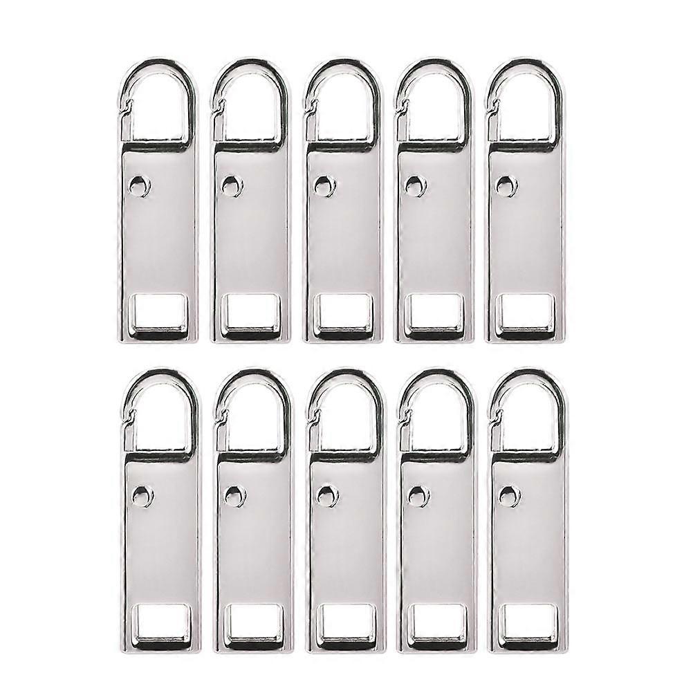 Zipper Puller Tabs Luggage Zipper Pull Replacement Diy Accessories Rectangular Women 3x0.86cm Silver 10Pcs
