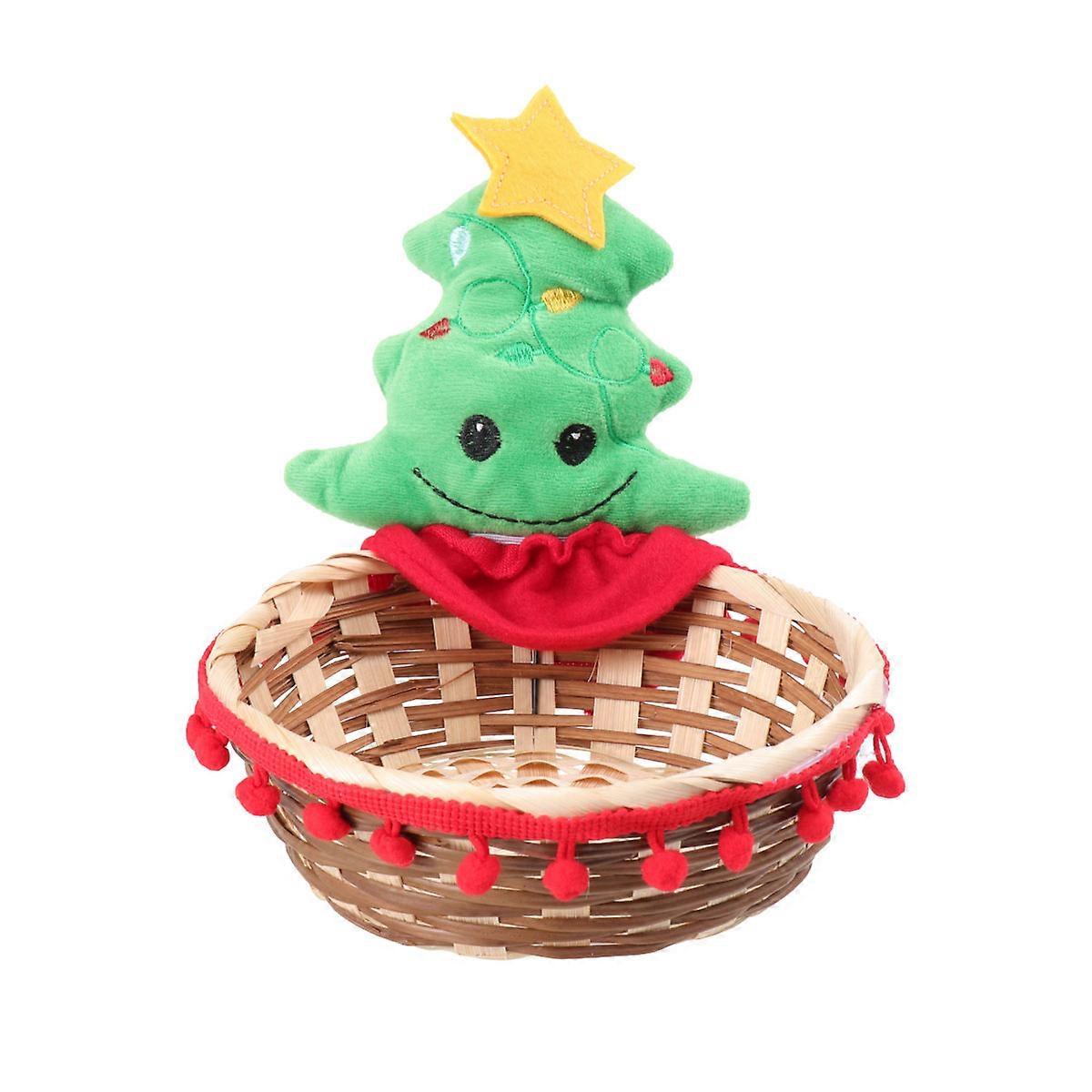 Candy Box Christmas Tree Shape Container Bamboo Multi 17x17x20cm Festive Decoration Organizer 1Set