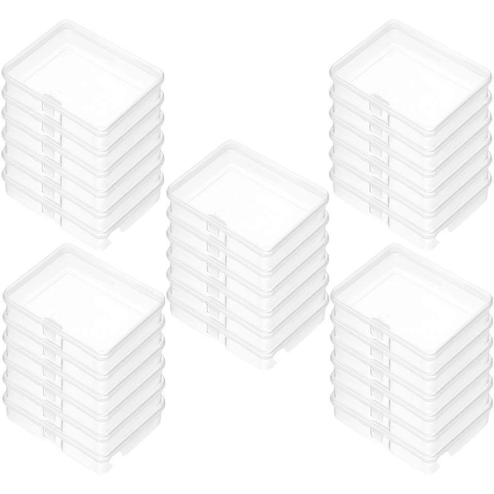 Storage Beads Organizer Box Clear Plastic Containers Hinged Lid Design Transparent 4.8x5.8cm Dustproof 30Pcs
