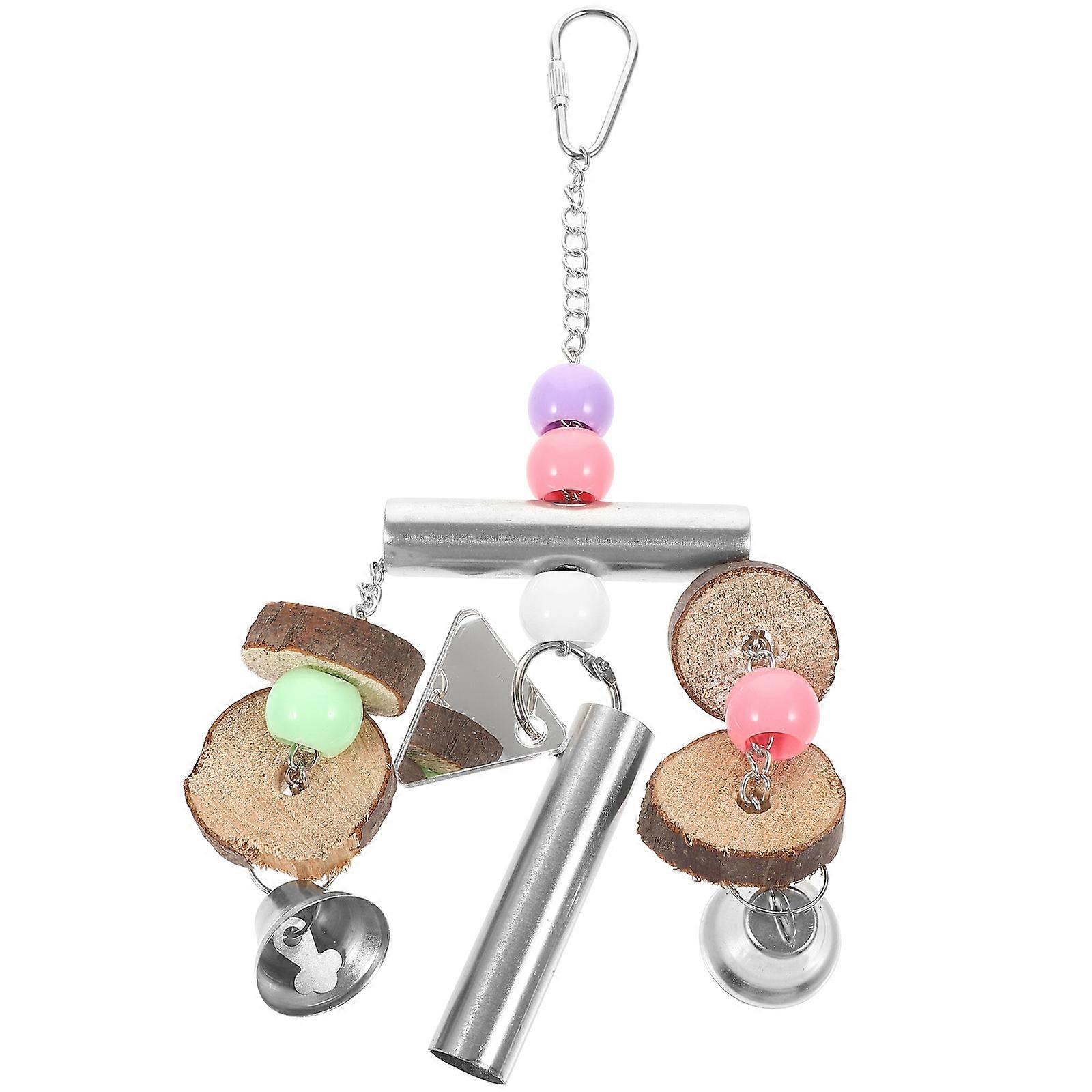 Bird Chewing Toy Parrot Hanging Bell Toy Pet Bird Indoor Play Assorted Color Plastic 1Set
