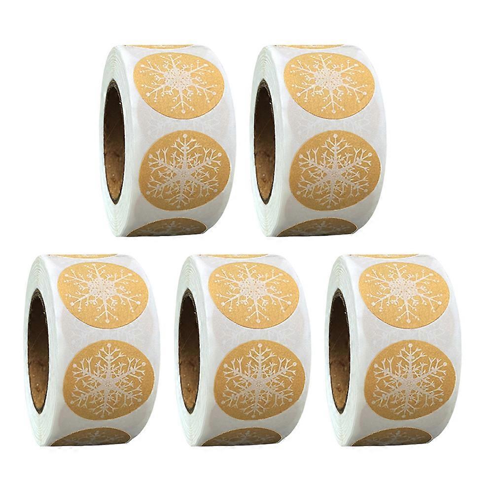 Snowflake Stickers Christmas present Tags Self-Adhesive Decorative Square Kraft Paper 5 Rolls
