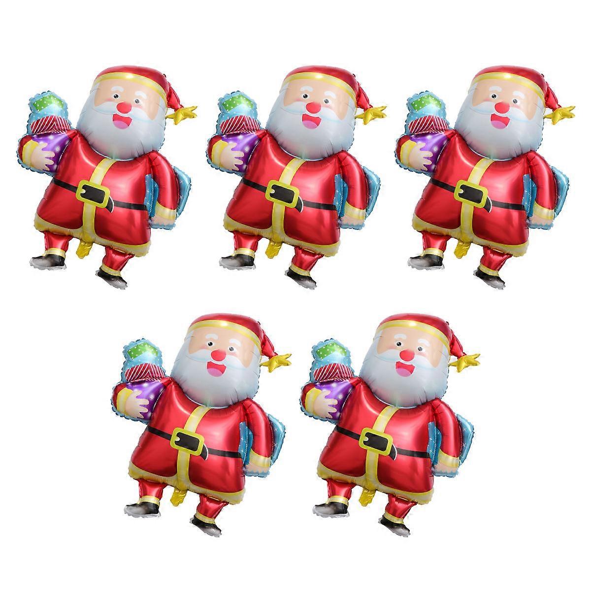 Holiday Decorations Round Shaped Foil Balloon Christmas Theme Red Metallic Balloons 5Pack
