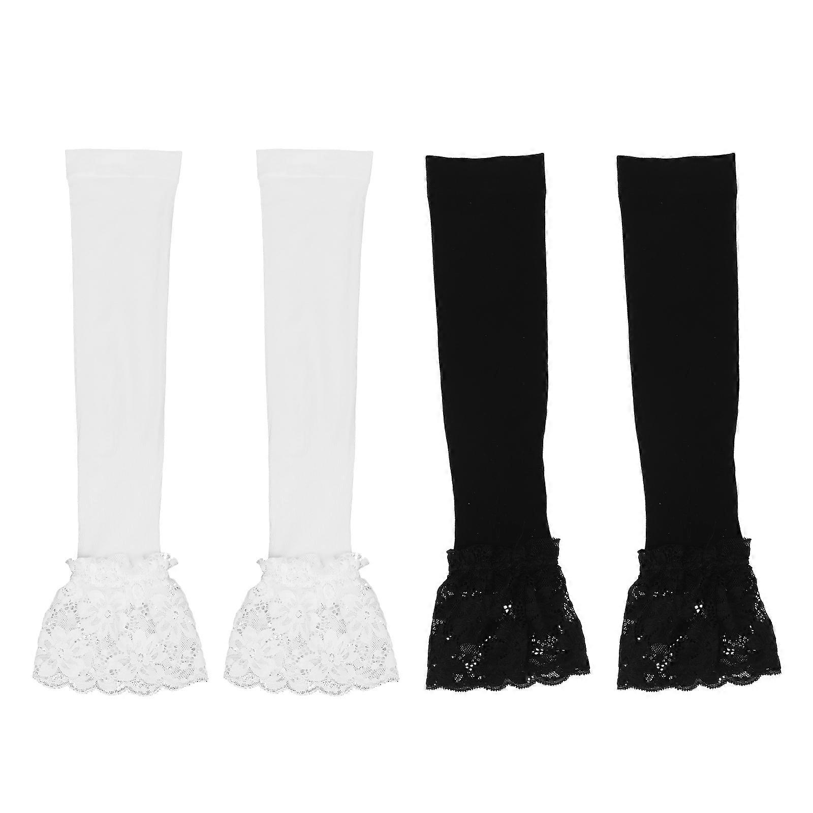 Sleeve Cover Arm Sleeve Lace Elbow Protector Summer Activities 44x10cm Cooling Effect 2 Pairs