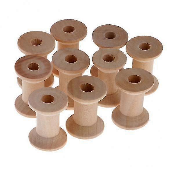 15x10 Pieces Natural Wooden Empty Thread Spools Sewing Bobbins Tools 28x21mm