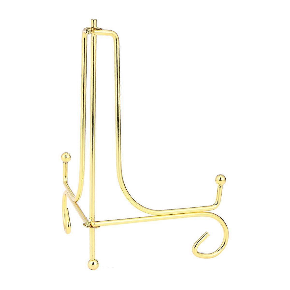 6 Inch Chic Iron Display Stand Desktop Dish Holder Decorative Crafts Display Rack for Plate Picture Frame Artwork (Golden)