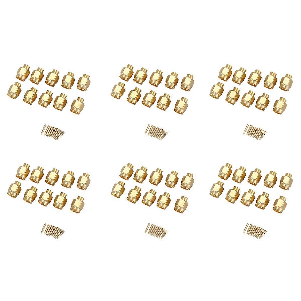 60x SMA Male Plug Solder Coax Connector for Semi-Rigid RG402 0.141 Inch Cable Gold
