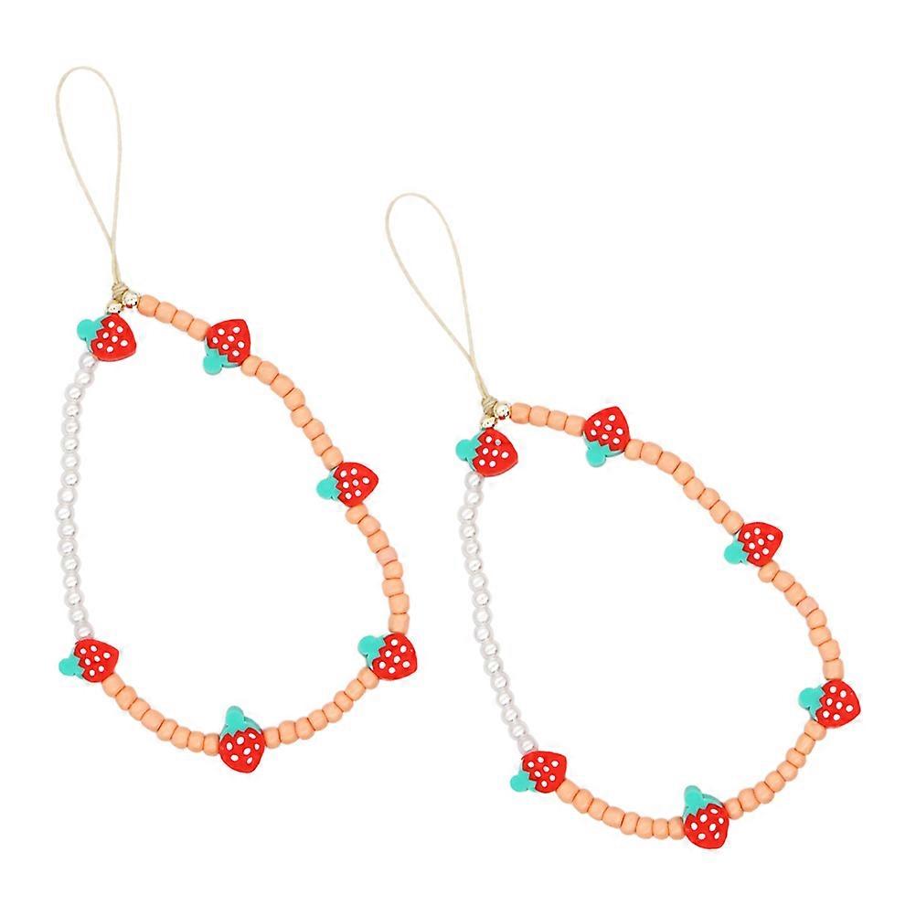 حبل الهاتف مطرز حبل الهاتف معلق حبل للكاميرات الهواتف المحمولة في الهواء الطلق استخدام أحمر 18X5X0.5CM 2 قطعة