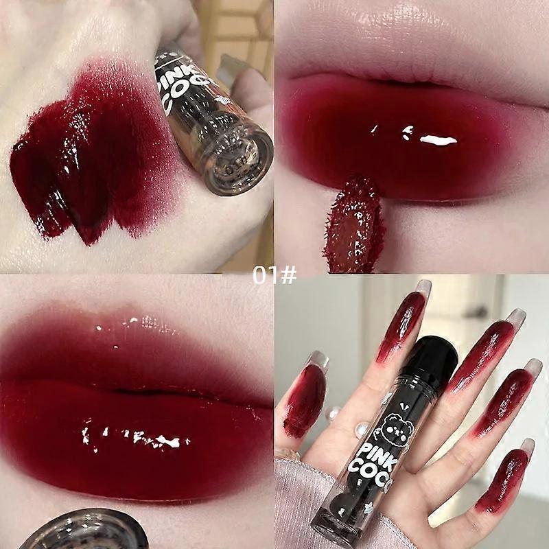 Little Bear Lipstick Non fading Water Gloss Lip Plain Bare Lipstick Mirror Lip Glaze Long-Lasting Shiny Lip Gloss Skin-Brightening Nude Lipstick
