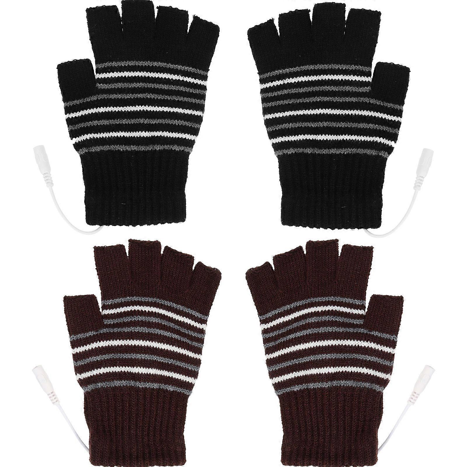 Skiing Heating Mitts Electric Heating Gloves Winter 17X12CM Knitted Fabric Adjustable Thermal 2 Pairs