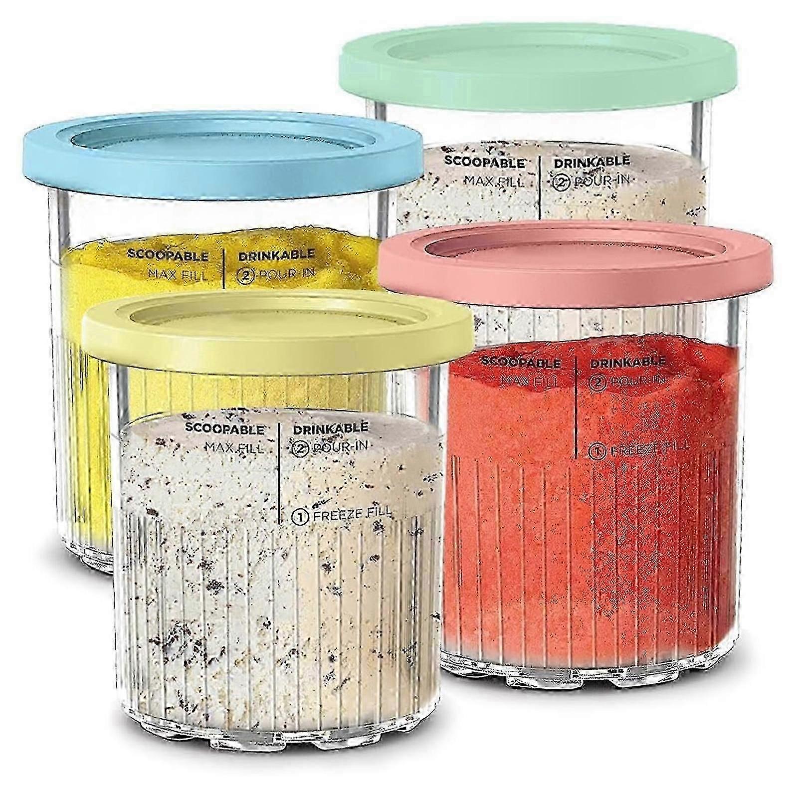 For Ninja Creami Deluxe Pint Cups and Lids 4-Pack 0619