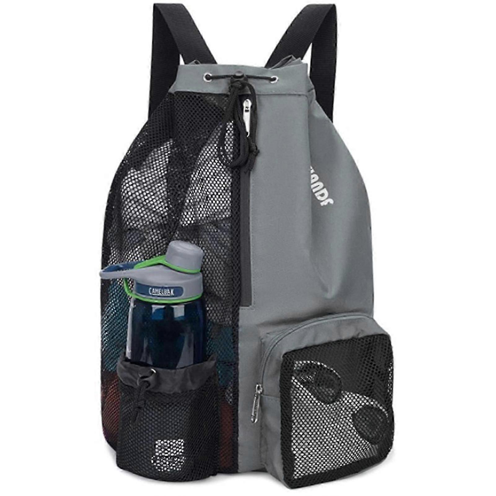Drawstring Swim Bags with 2 Mesh Pockets - Portable Durable Pack for Outdoor Sports